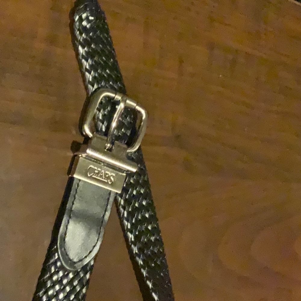 Woven leather CHAPS belt